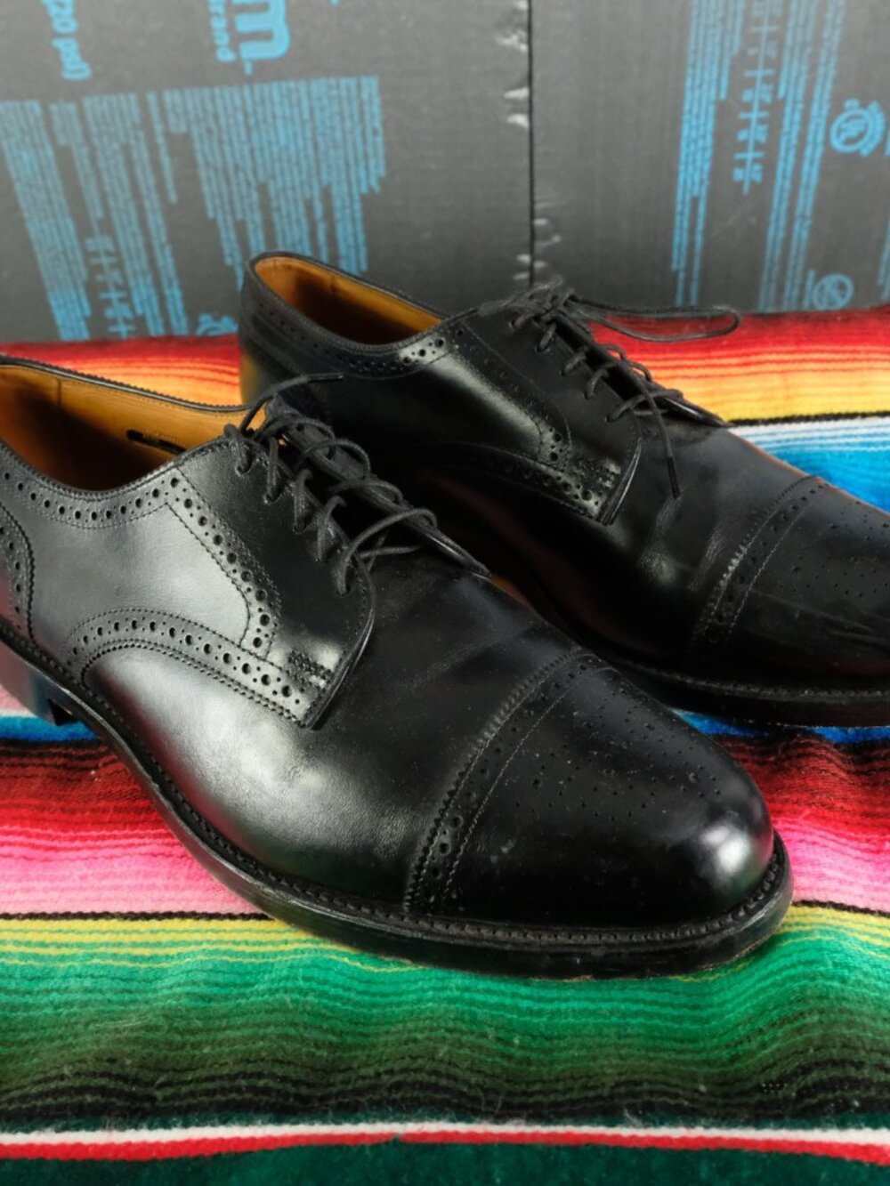 Allen Edmonds Lexington Shoes Mens 11.5 Black Oxford Brogue Dress Formal